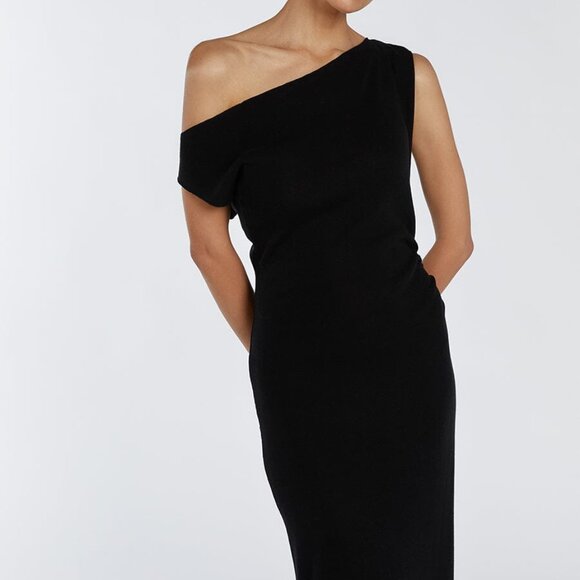 JUNIE BLACK KNIT MIDI DRESS - Picture 2 of 6